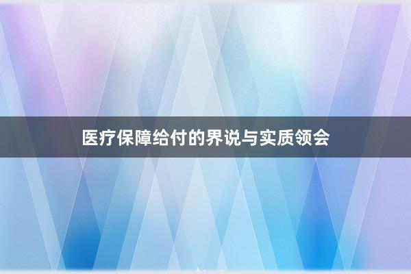 医疗保障给付的界说与实质领会